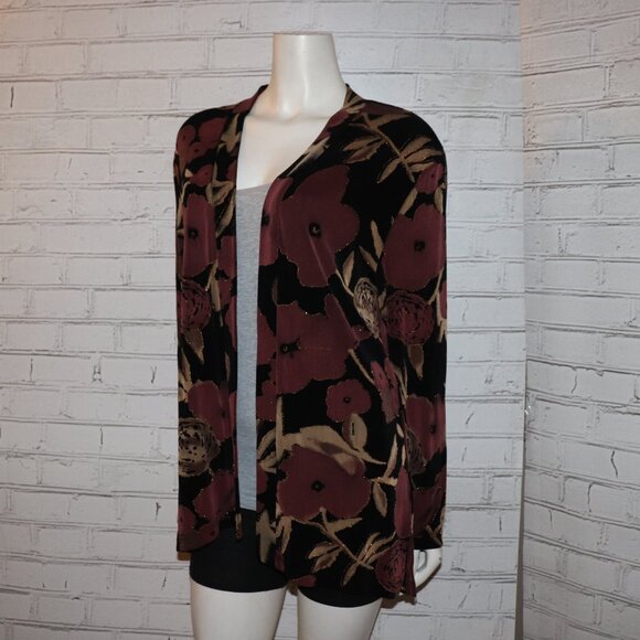 🖤💜🧶 Black & Deep Purple Cardigan by Slinki Retro (Size M) - Picture 4 of 6